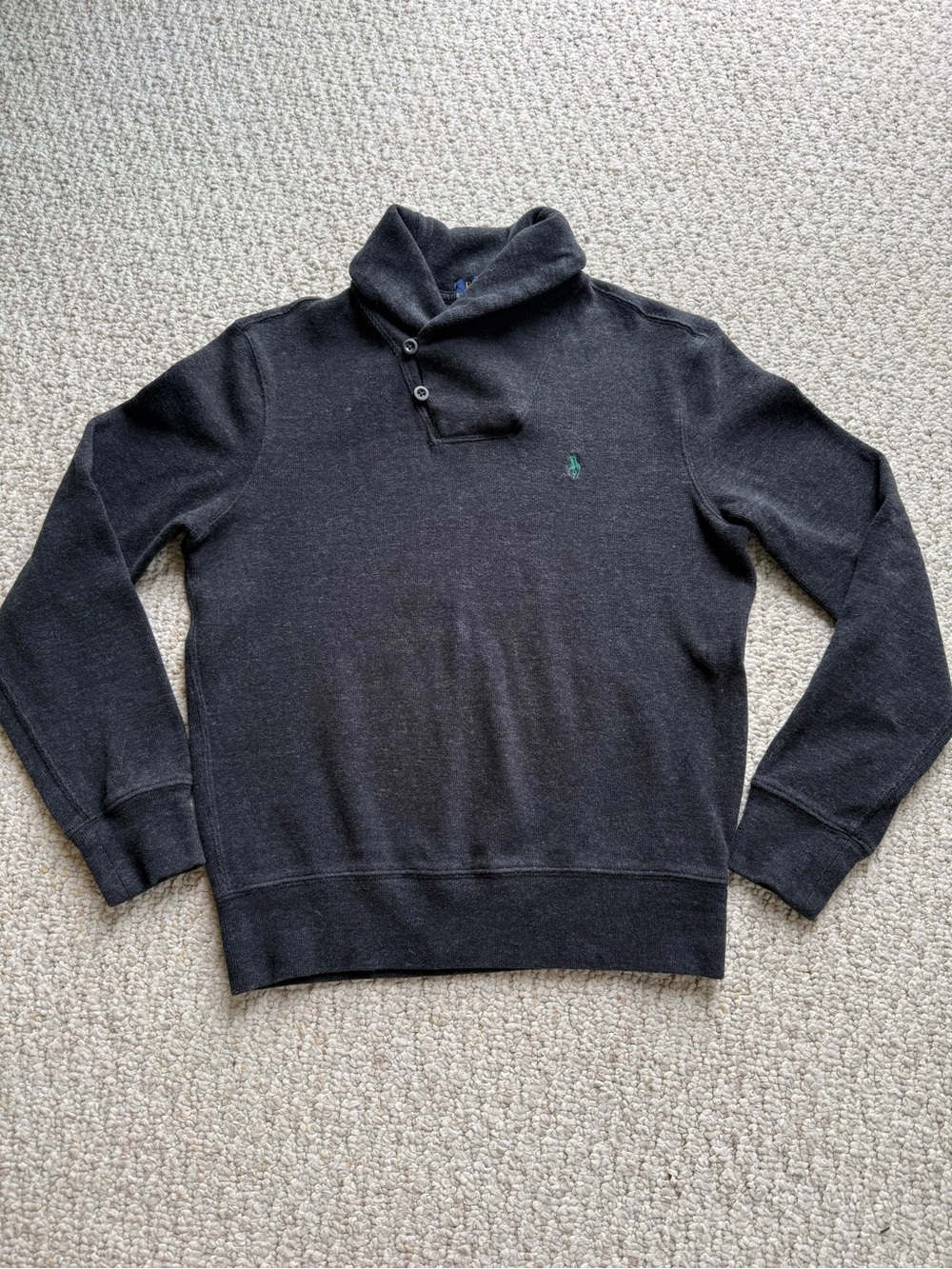 Polo by Ralph Lauren Black Shawl-Collar Turtleneck Sweater with Green Logo